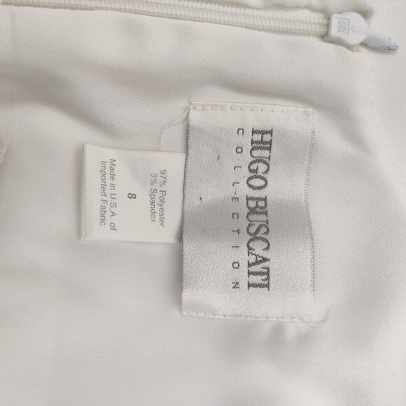 Hugo Buscati Women's White Mini Dress V-neck Size 8 Bodycon Business Casual - Picture 4 of 8